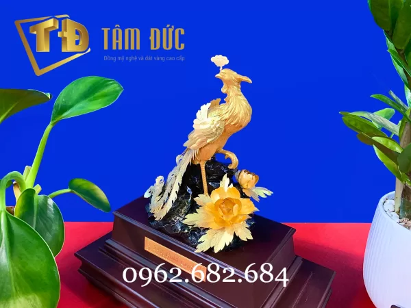 Tượng Chim Phượng Hoàng mạ vàng 24k - quà tặng Trọng Tín